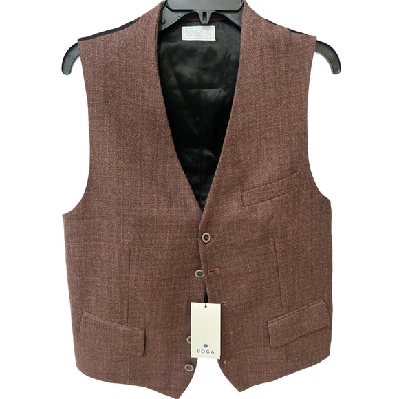 Boga Mineral Red Mens Vest Waistcoat Luxury Designer Brand Sz L Ret $275 NWT - Picture 1 of 7